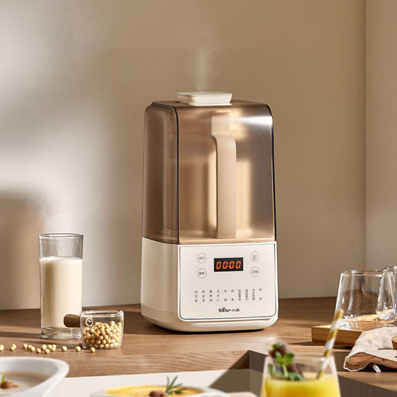 小熊(Bear)轻音家用破壁机1.5L大容量全自动榨汁机隔音罩搅拌 PBJ-F01G1 米白 / 台