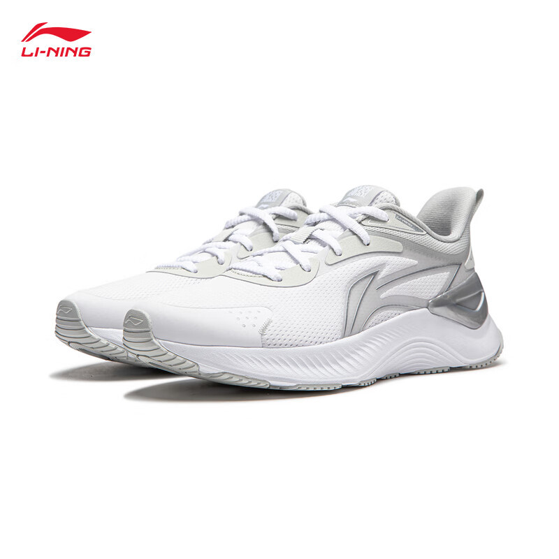 李宁(LI-NING) 跑步鞋女款 ARHU024-4 标准白/水滴灰 美码4.5-9(参考码数对照表并备注)