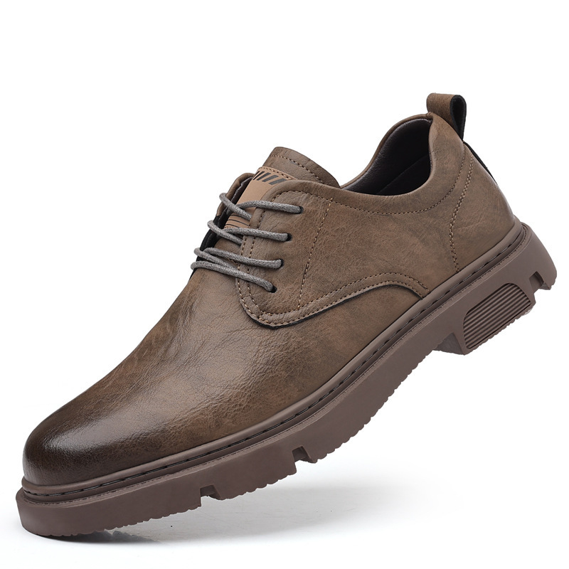 男鞋2024新款男士商务休闲皮鞋真皮工装鞋子潮流韩版时尚板鞋批发