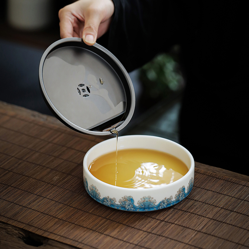 領藝 祥鹤观海轻云盖碗茶杯大号单个陶瓷功夫茶具三才茶碗带壶承 祥鹤观海轻云微月盖碗