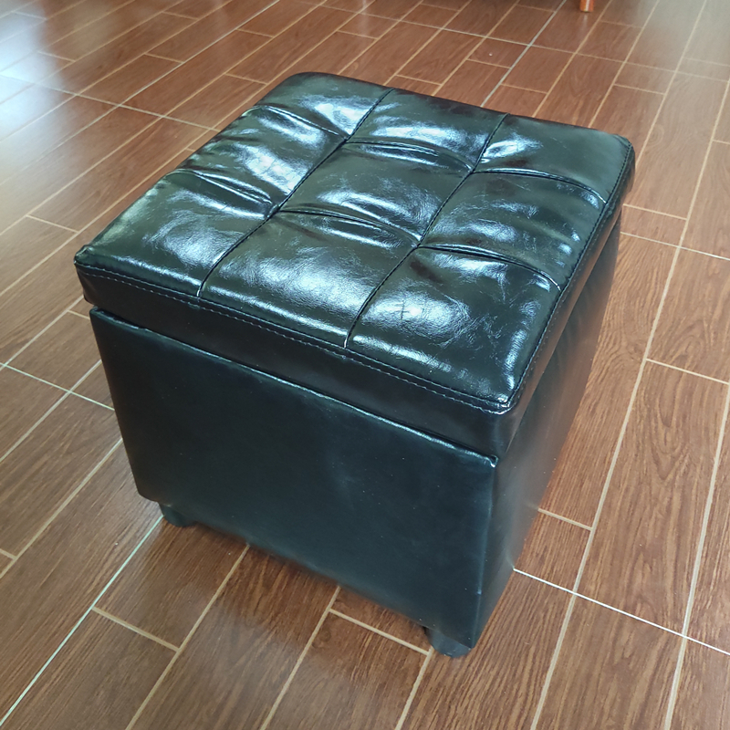 森美人换鞋凳家用客厅沙发搁脚凳收纳储物凳子可坐试衣间皮凳口穿鞋凳 黑色