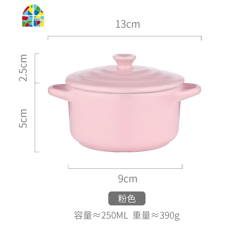 陶瓷带盖蒸鸡蛋羹双耳可高温宝宝辅食水蒸蛋碗家用婴儿炖蛋甜品碗 FENGHOU 新款红色