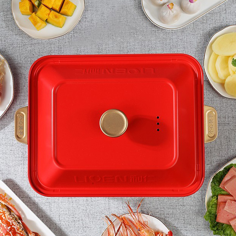 利仁料理锅4.3L多功能锅电烧烤锅煎锅家用电蒸锅LPHG-19高清大图