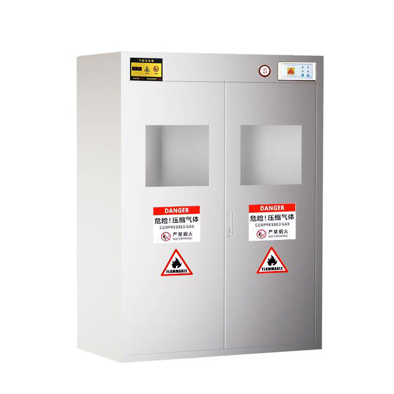 不锈钢气瓶柜 201双瓶报警高清大图