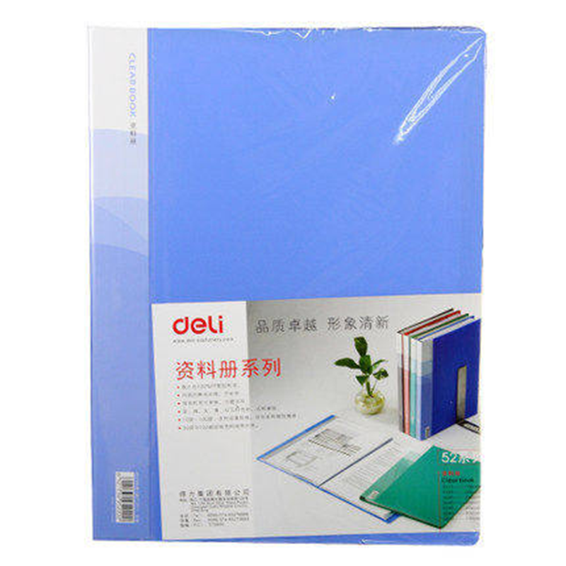 得力 5260 A4资料册分页夹文件夹透明插分页60页夹档案册办公用品 5个装(单位:件)