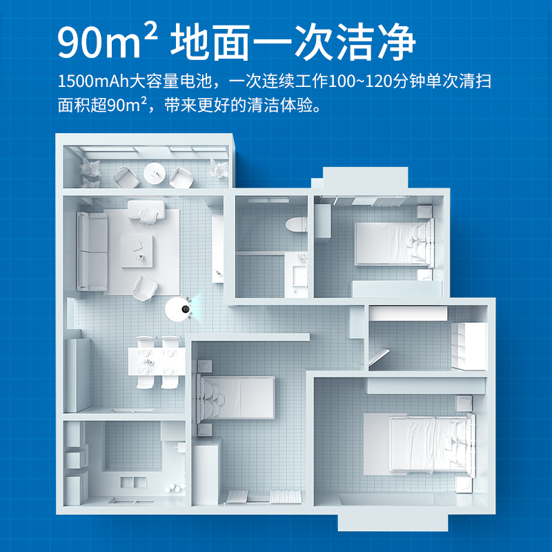 澳得迈扫地机器人 S3 家用扫地机 大动力全自动扫吸一体机 家庭清洁好帮手 蓝色高清大图