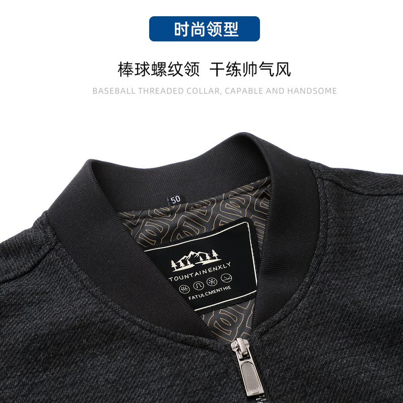 啄木鸟2025春秋季新款中年男士毛呢子夹克高端中老年人爸爸装外人高清大图