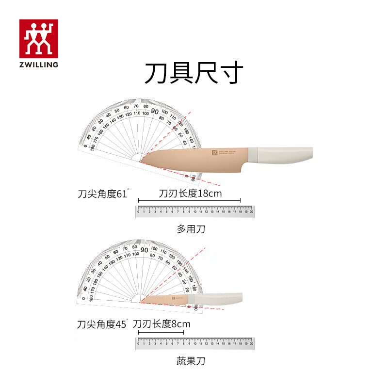 双立人 1032837 刀具 刀具套装 钛金抗菌NowPro菜刀水果刀砍骨刀剪刀切菜刀厨具7件套 白色高清大图