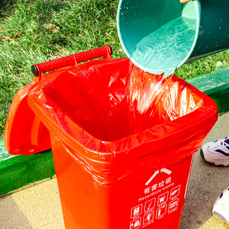 海亚森TK-8114加厚平口垃圾袋90*110cm单面3丝 红色50只/包高清大图