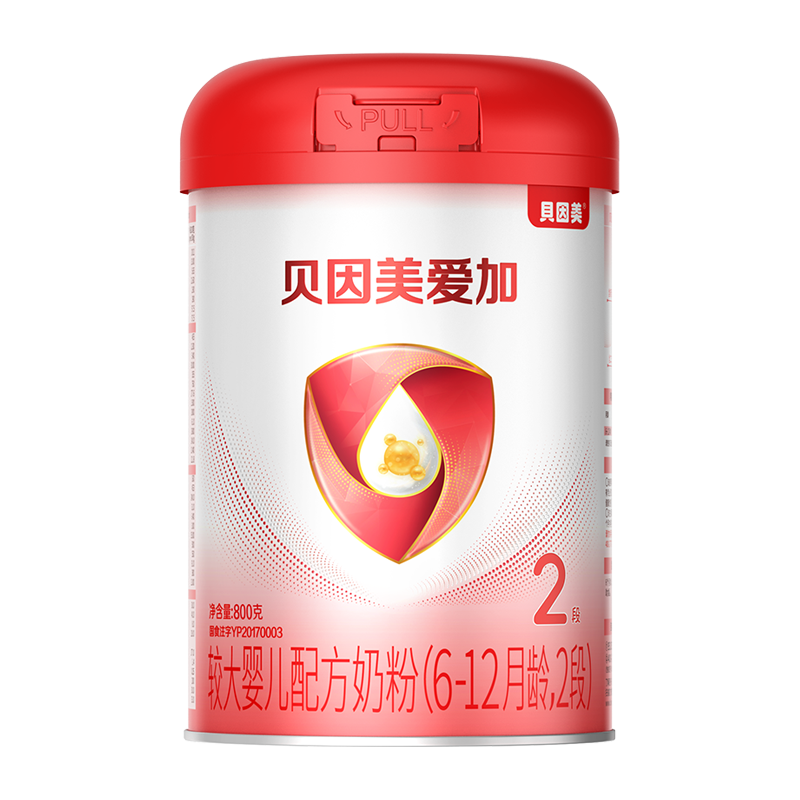 爱加奶粉2段较大婴儿配方奶粉6-12个月适用800g 罐装含乳铁蛋白