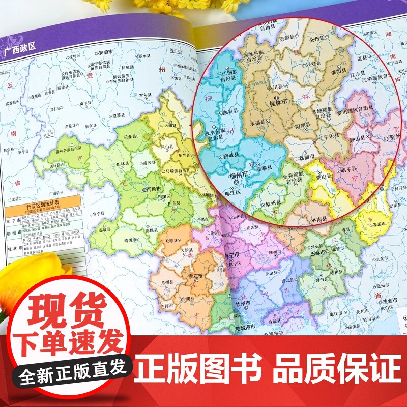 中国地图出版社]广西地图册 广西壮族自治区地图集 百色防城港玉林桂林市 分省地图系列详实地理中国旅游交通地图册2025高清大图