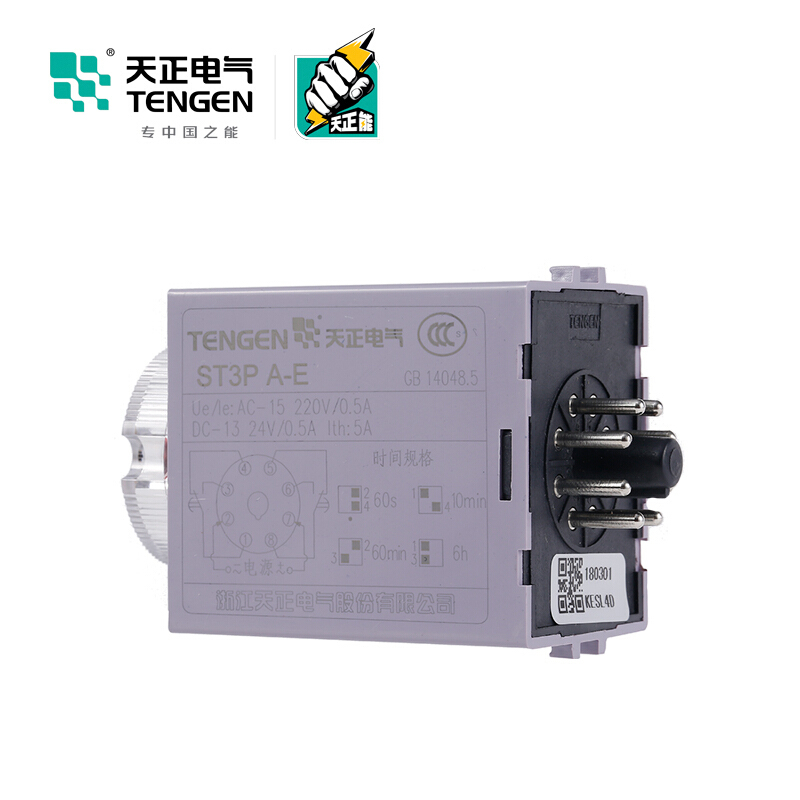 天正电气 ST3P 导轨安装式 220VAC 5A (5…60)s/10min/60min/6h 2C/O时间继电器
