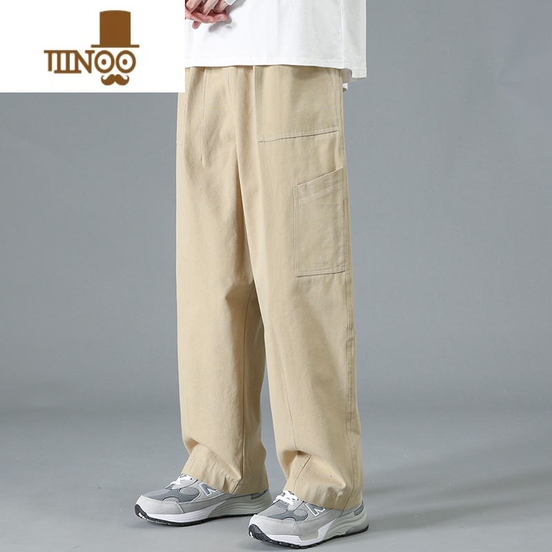 YANXU潮牌宽松直筒长裤男士夏季美式复古阔腿工装裤百搭休闲裤子男高清大图