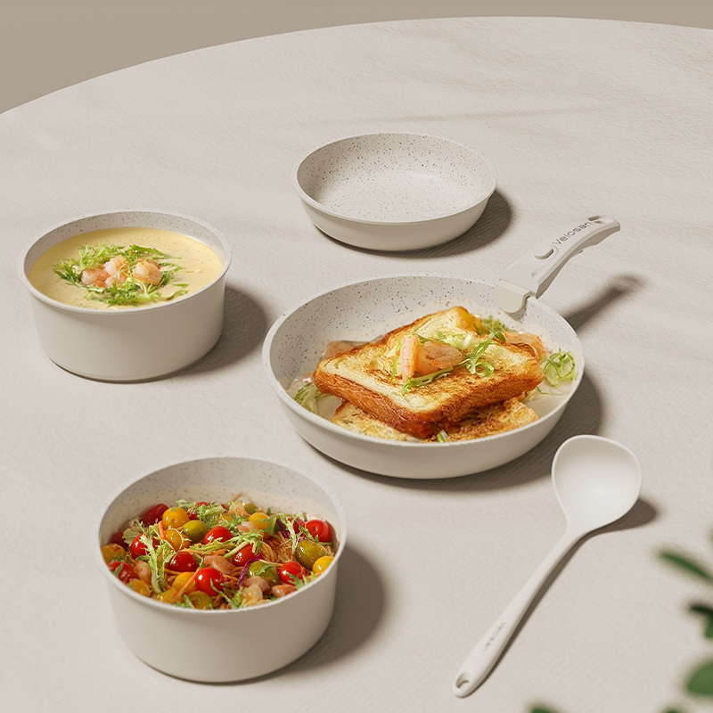 Velosan温仑山白月光可拆卸不粘锅6件套VE008-TKB6高清大图