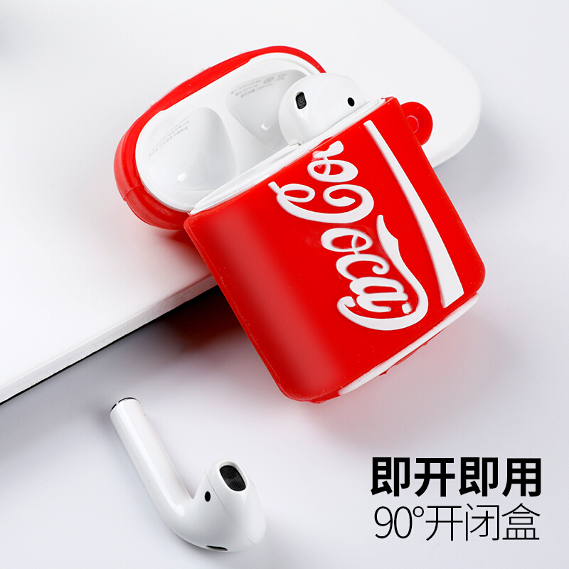 ESCASE airpods2保护套 苹果耳机1/2代无线蓝牙硅胶壳防摔 潮牌创意卡通动漫可爱收纳盒 男女款 红色瓶装