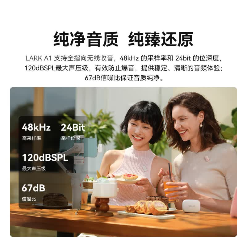 猛玛LARK A1多巴胺麦克风无线领夹直播麦克风MOMA猛犸mini收音麦短视频拍摄vlog采访降噪话筒 Type-C版高清大图