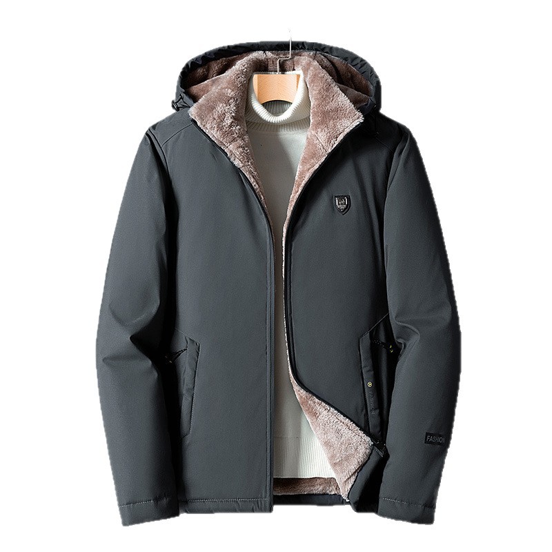 啄木鸟大码羊羔绒棉袄中年男棉衣加绒加厚冬装保暖外套中老年装高清大图