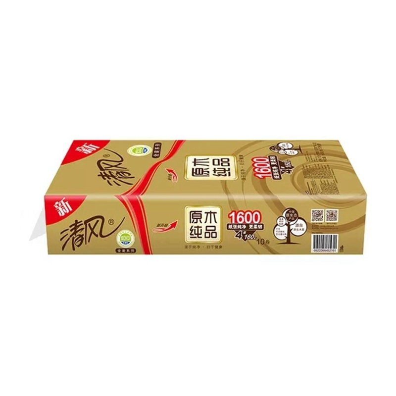 清风卷纸原木纯品金装4层单卷160g 10卷厕纸卫生纸