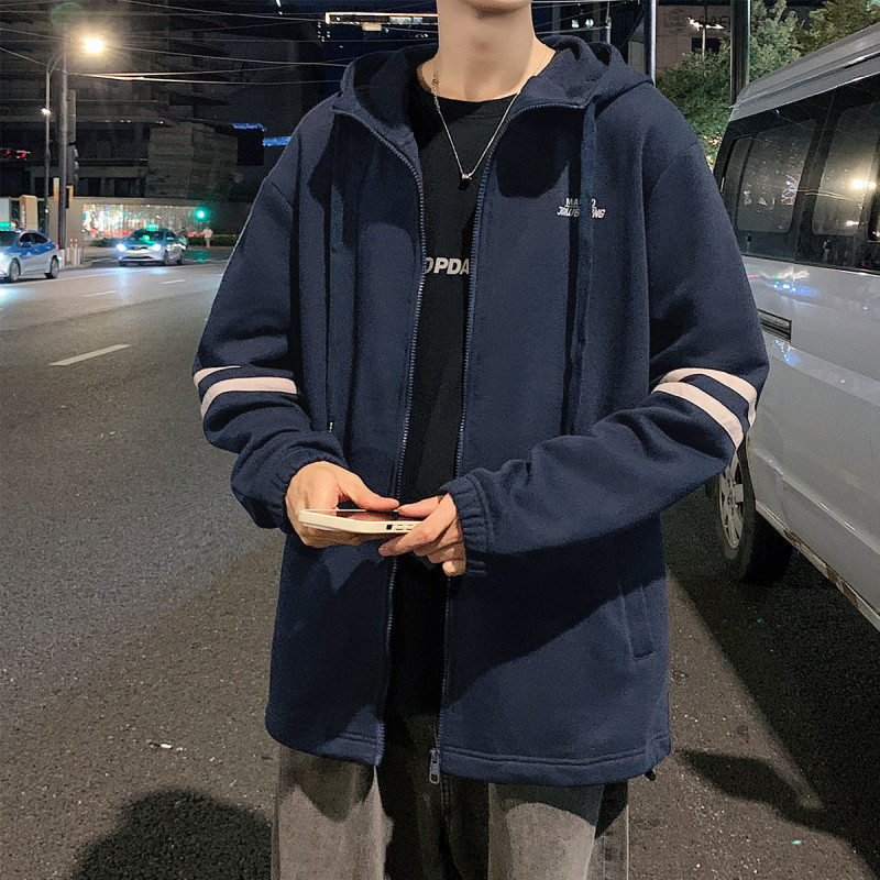 唐狮外套男休闲外套男士外套男连帽左胸小细节袖拼条开衫男外套男装