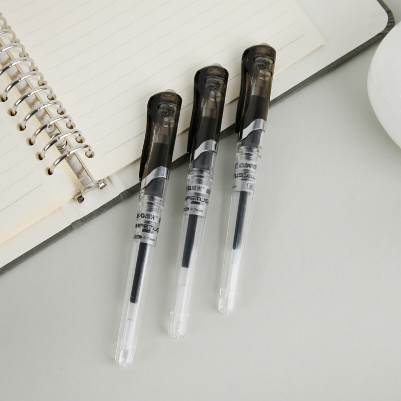 晨光(M&G)GP1111 拔盖中性笔 天空5号 黑 0.7mm (12支/盒) 2盒装高清大图