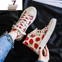 尗卡帆布鞋女2020新款学生韩版ulzzang高帮复古chic港味板鞋