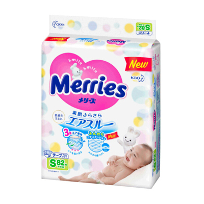 花王(Merries)纸尿裤S82片 舒爽干净 小号尿不湿(4-8kg)