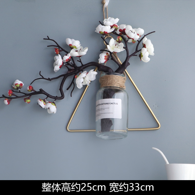 新中式电视背景墙面装饰小挂件客厅沙发墙面创意梅花挂饰玄关壁饰 三维工匠 米白色三角壁饰高清大图