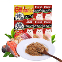 伊纳宝妙好六连包系列 健康美味猫零食3种口味烤海洋鱼15g*6包 金枪鱼浓汤味