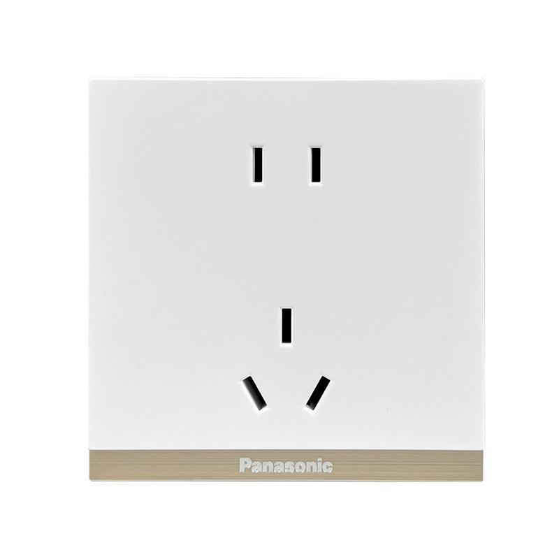 松下致璟系列白色86型大板无边框超薄面板暗装大面板开关五孔插座电源16A插座单开双联三联双控网络金属拉丝面板WYS122高清大图