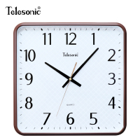 天王星(Telesonic)时尚方形挂钟简约客厅石英钟方盘创意现代居家卧室书房时钟表