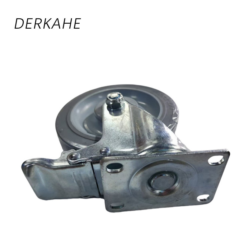 DERKAHE 中型手推车聚氨酯轮 φ63×32(2.5寸) 万向刹车款 个高清大图
