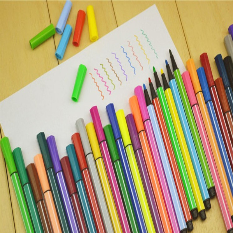 英雄 8008-18 纤细水彩笔 18色/盒 可水洗无毒 单盒装