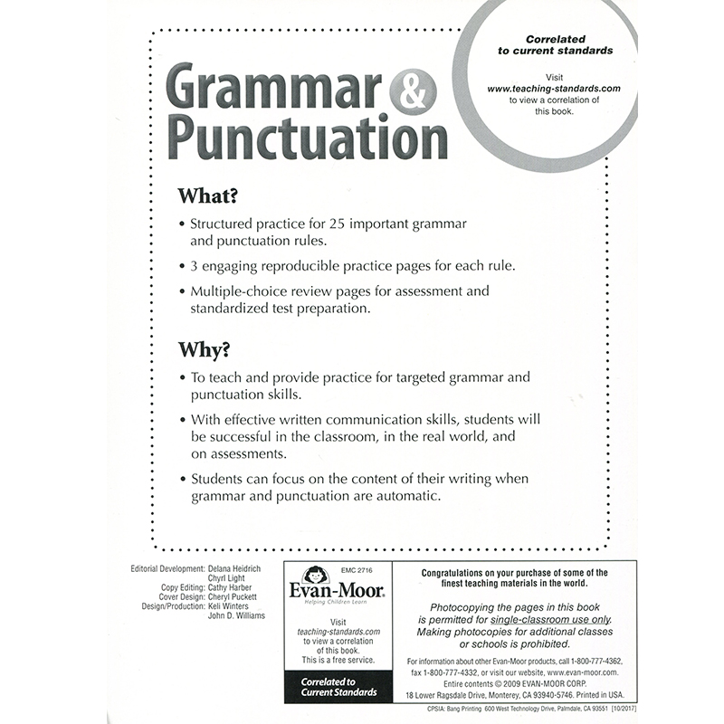 [正版]Evan-Moor Grammar & Punctuation Grade 6 语法与标点练习册 六年级 美国高清大图
