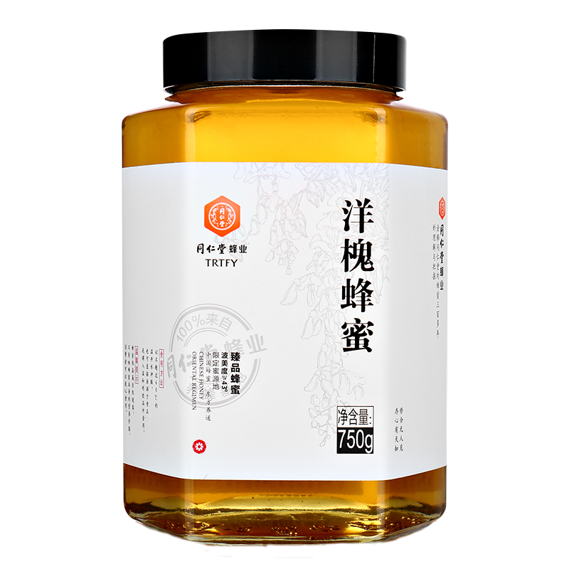 北京同仁堂蜂业洋槐蜂蜜750g瓶波美度43瓶装液态蜜
