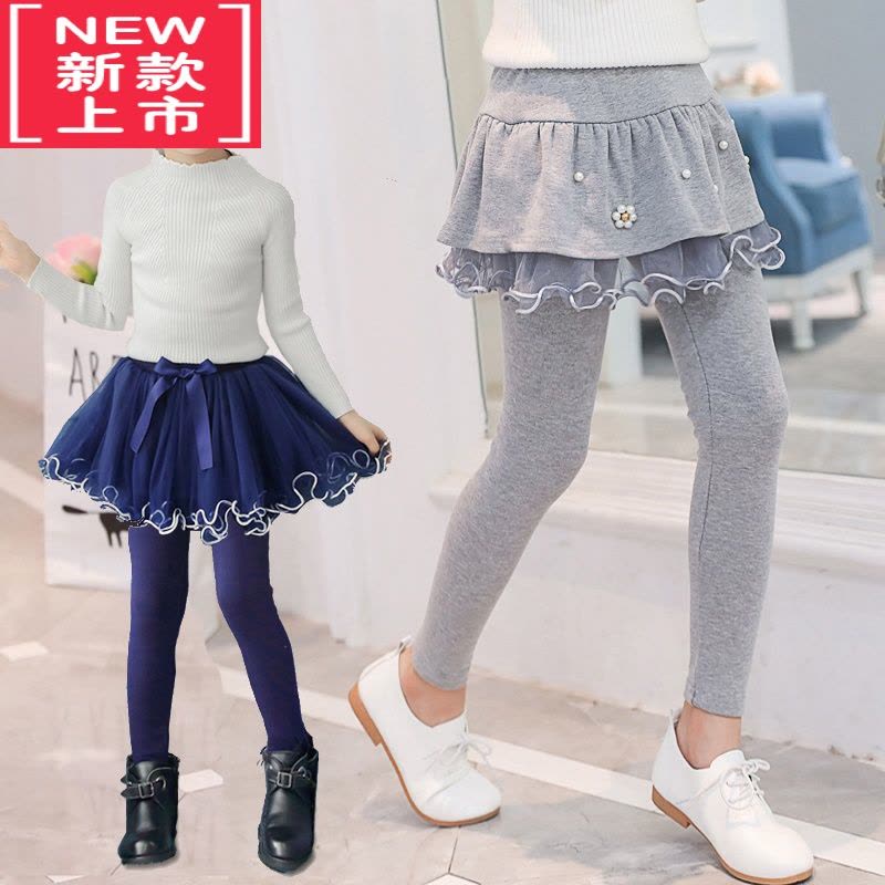 可莉允女童裙裤洋气假两件秋冬加绒打底裤中大儿童外穿保暖靴裤加厚裤子保暖裤图片