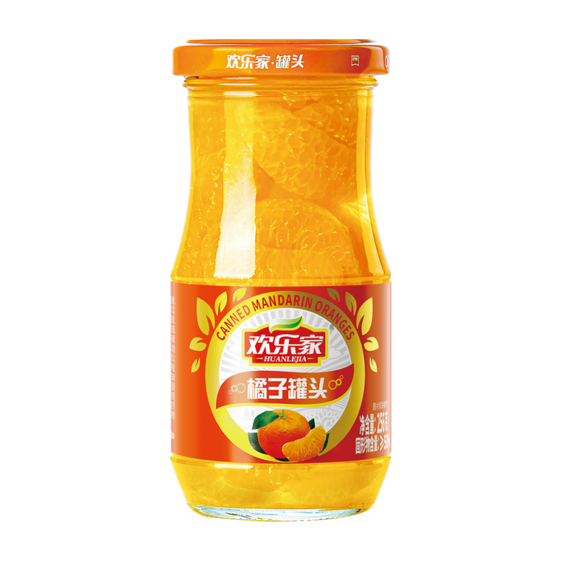 欢乐家 橘子罐头256g*6瓶 方便速食糖水新鲜水果大玻璃瓶休闲零食品