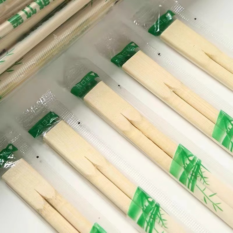 一次性筷子饭店专用独立包装圆竹筷家用外卖高档连体双生筷卫生筷300双装高清大图