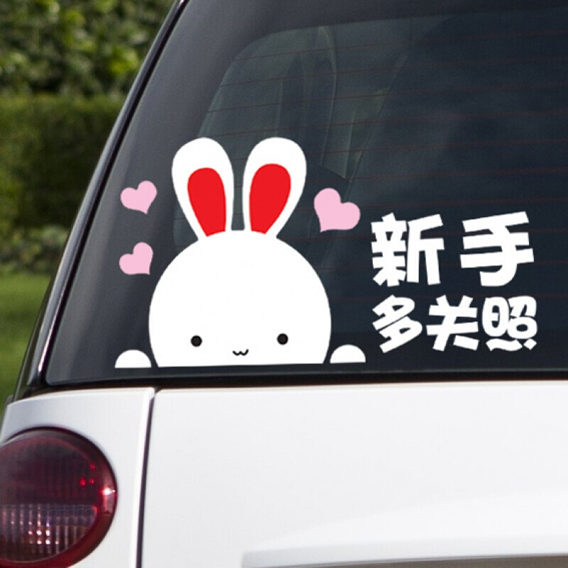 福克斯新手上路车贴女新手贴纸女司机车身贴画反光实习标志车尾可爱贴纸专用款式一(新手多关照)