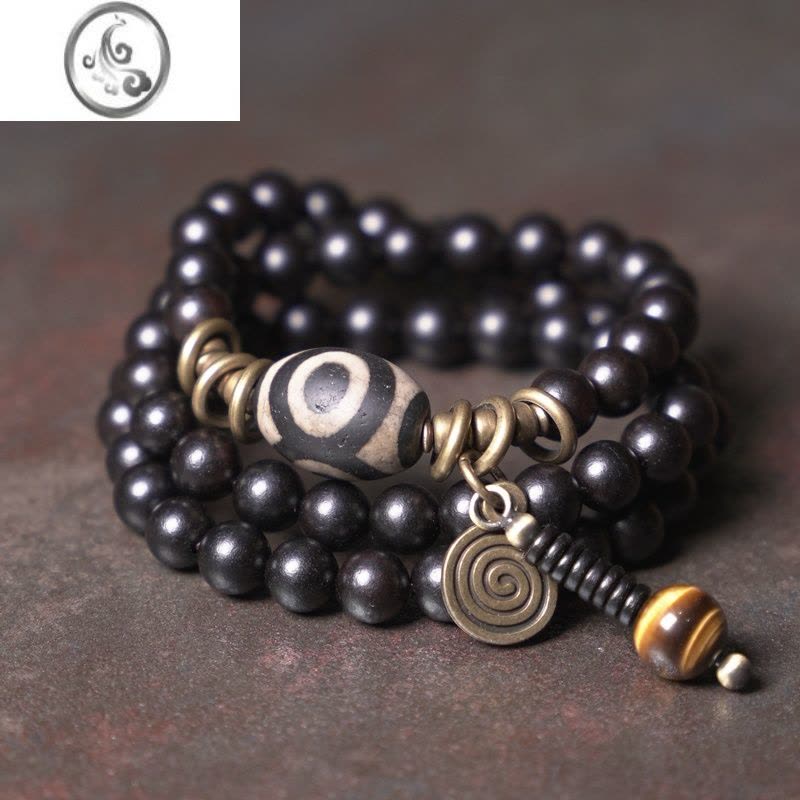 JiMi非鱼之家原创黑檀木国风手串男 民族风复古个性特色文玩手链女款图片