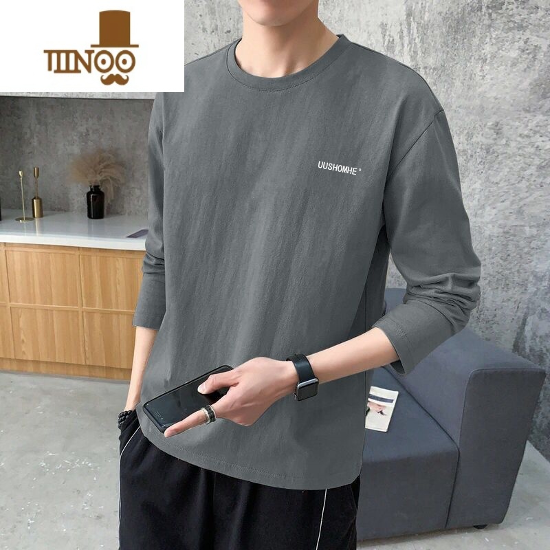 YANXU长袖t恤男士新款潮流百搭宽松秋衣男外穿内搭打底衫高清大图