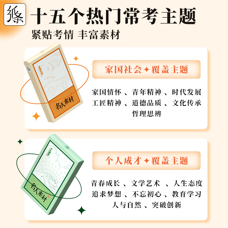 纸条高分模板·初中素材 小学通用 [正版]作文纸条名人素材纸条2024手卡片初中高中高考名言美文合集通用便携卡片古诗高清大图