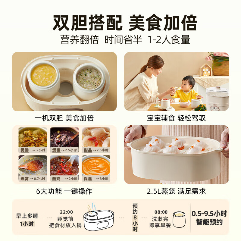 小熊(Bear)电炖锅 电炖盅 炖汤盅电炖锅 煲汤锅炖汤锅 隔水炖 婴儿煮粥锅熬粥燕窝炖盅家用高清大图