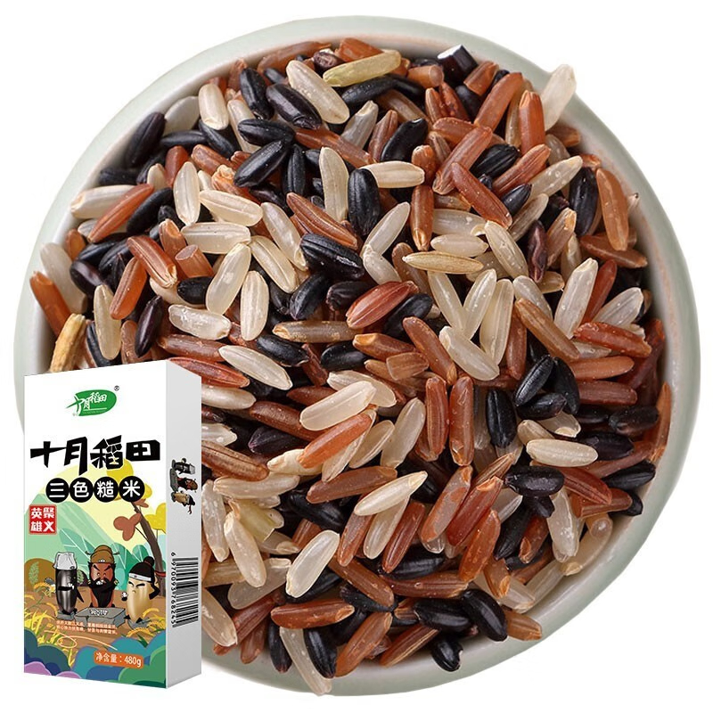 十月稻田 三色糙米480g(盒装)*2盒 单位:盒高清大图