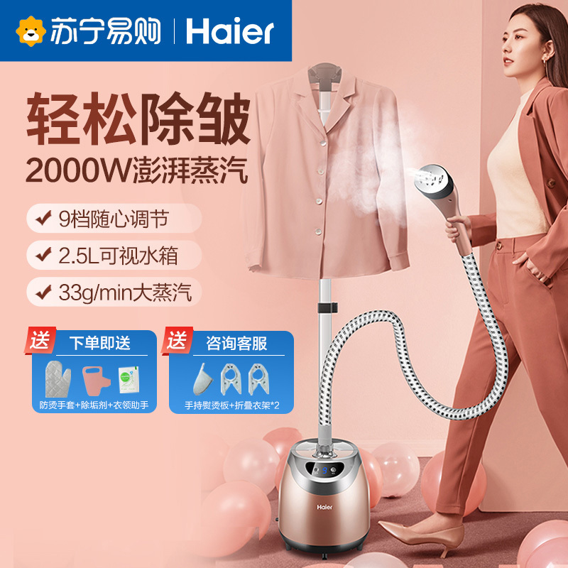 海尔(Haier)挂烫机HGS-2510B 香槟金 家用蒸汽电熨斗 大功率小型立式手持 迷你熨烫衣服