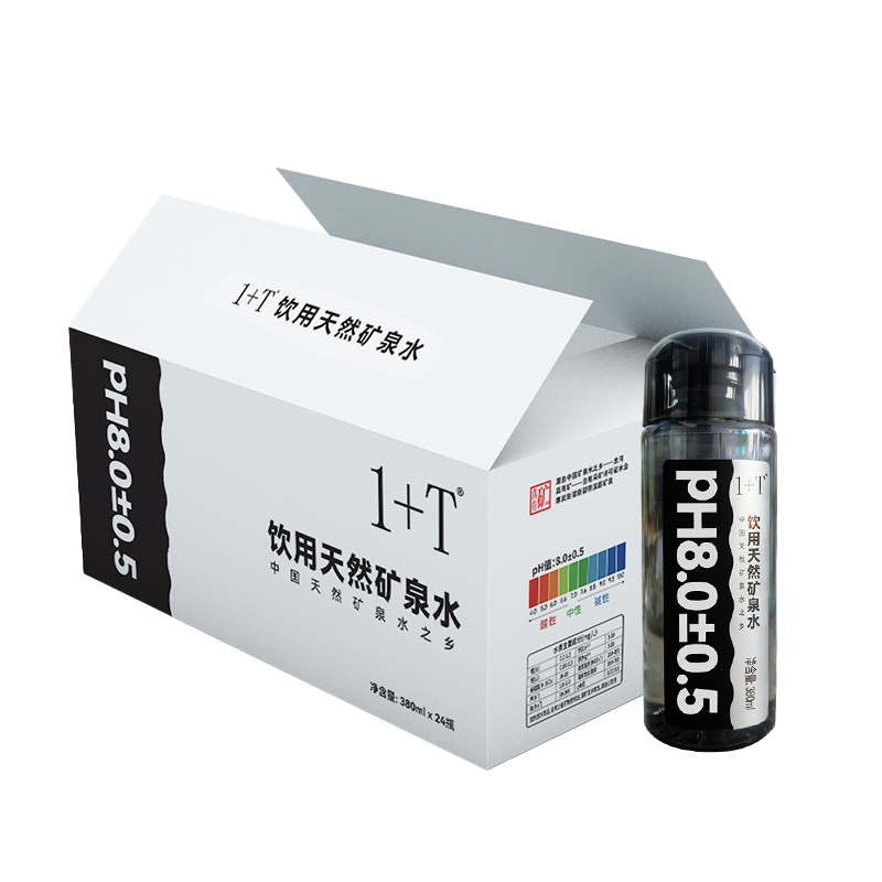 1+T 饮用天然矿泉水 380ml*24瓶/箱高清大图