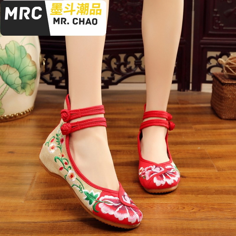 古代鞋子秀和服秀禾配鞋绣花布鞋女鞋大红色新