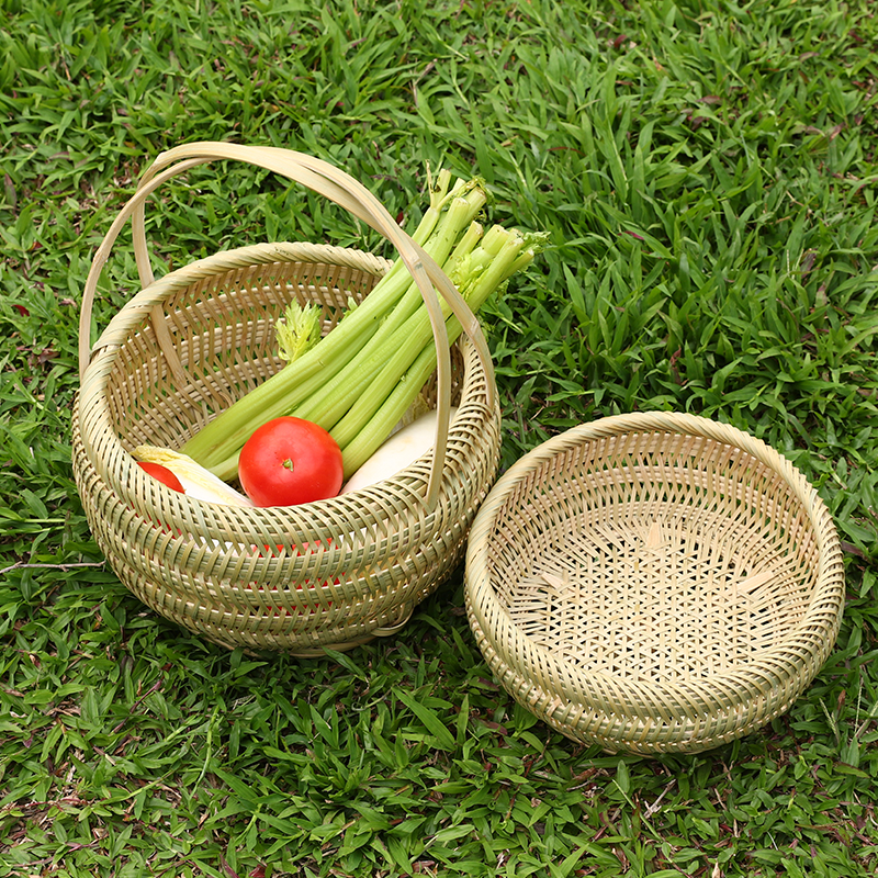 竹编菜篮竹篮收纳筐阿斯卡利(ascari)手提篮加固水果篮鸡蛋篮大容量