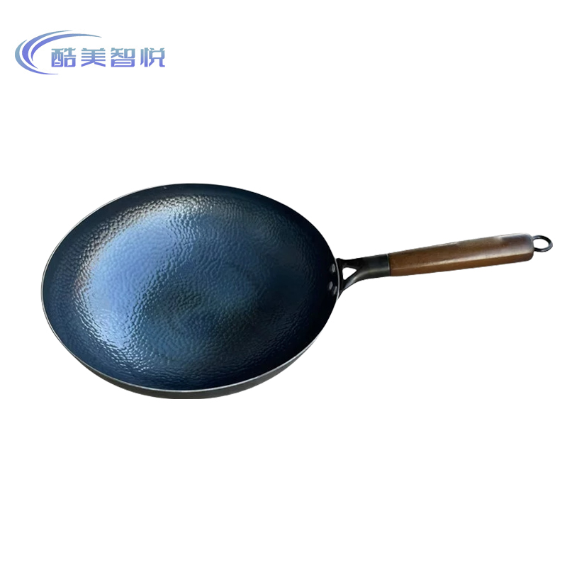酷美智悦 鱼鳞纹木柄章丘铁锅36cm KM-JZ219 个高清大图