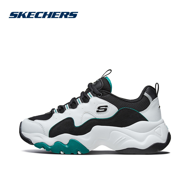 skechers斯凯奇女子dlites30厚底熊猫鞋运动鞋12955wgrn视频
