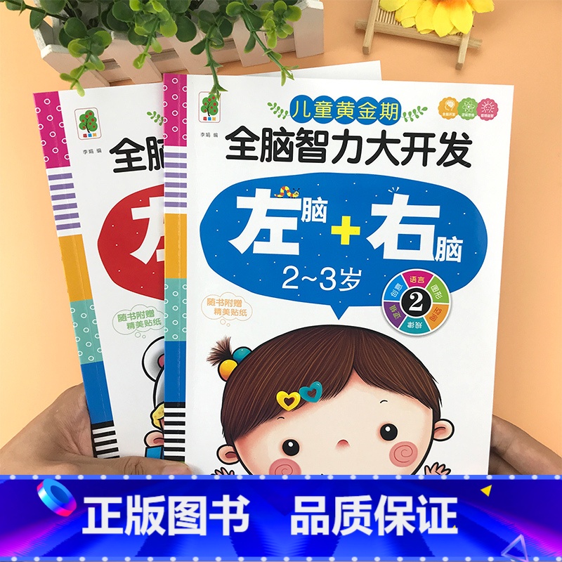 全脑智力大开发左脑+右脑2-3岁 全2册 【正版】儿童黄金期左右脑大开发教具智力益智玩具动手动脑幼儿2到3-4-5-6岁